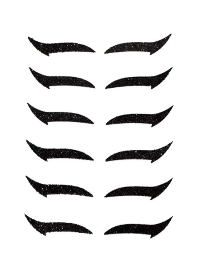 زيرون، 6 أزواج من ملصقات المكياج القابلة لإعادة الاستخدام، ملصقات لاصقة للعيون، عيون قطة جذابة فورية بتصاميم متنوعة (أسود) - Image 1